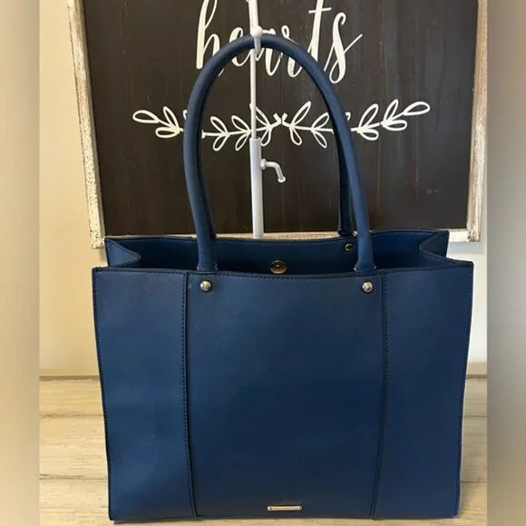 Rebecca Minkoff Saffiano Leather Blue Tote Bag shoulder bag - Picture 4 of 9